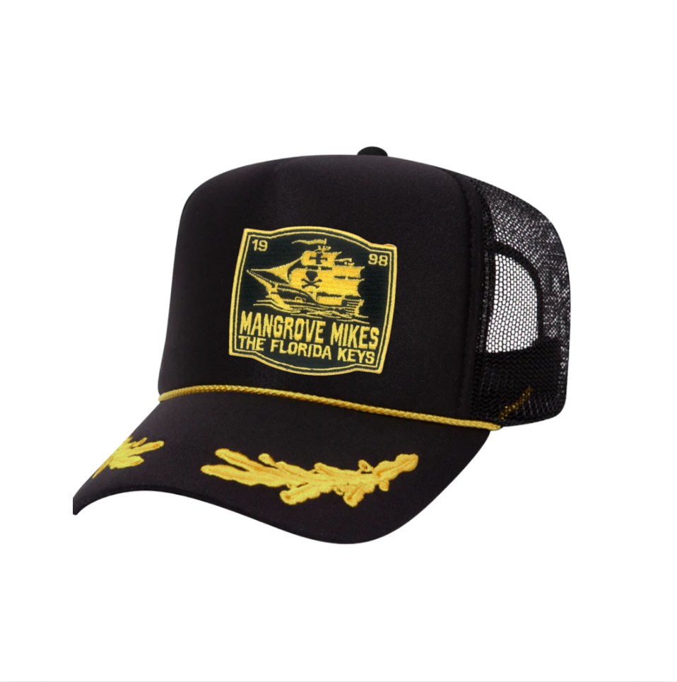 Black Captain Trucker Hat - Pirate Ship