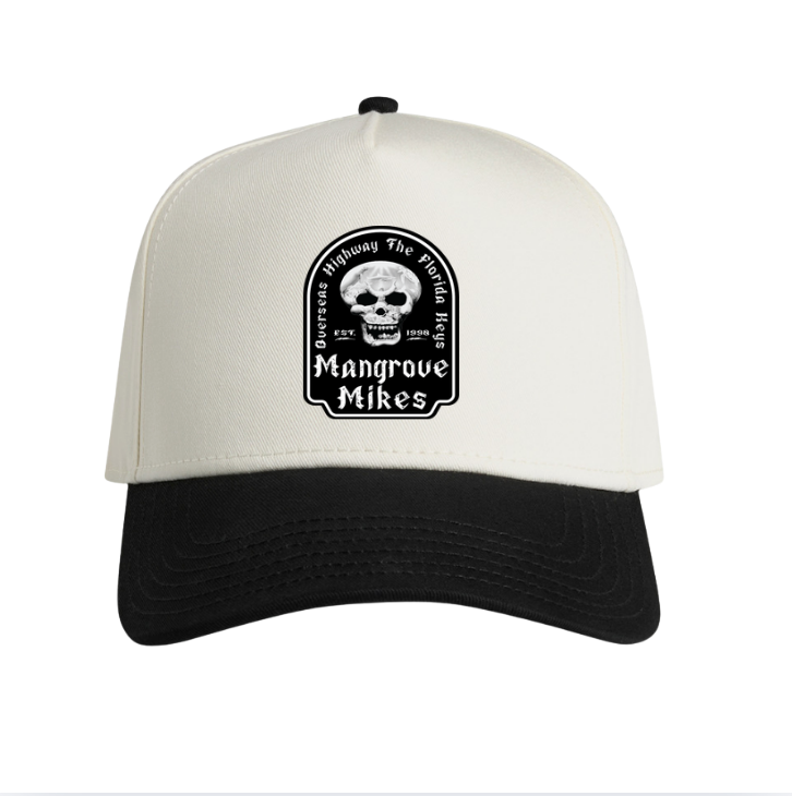 Black & White Trucker Hat - Overseas Pirate Skull
