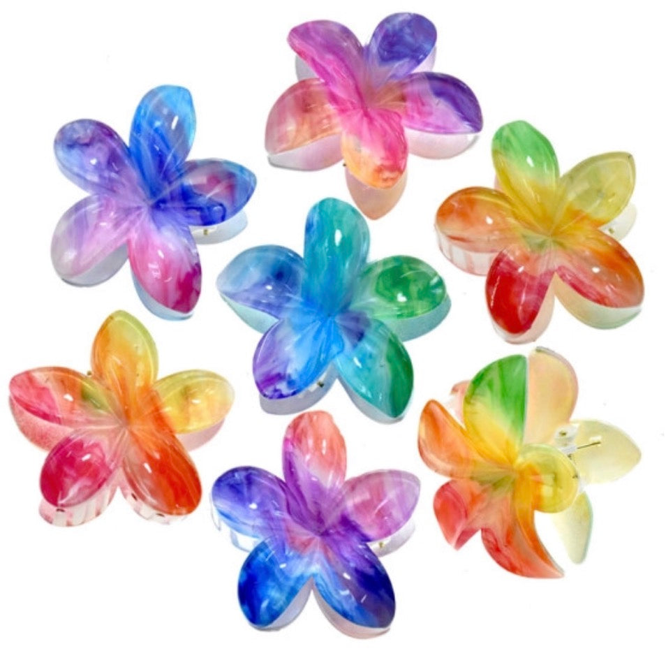 Flower Rainbow Plumeria Hair Clip