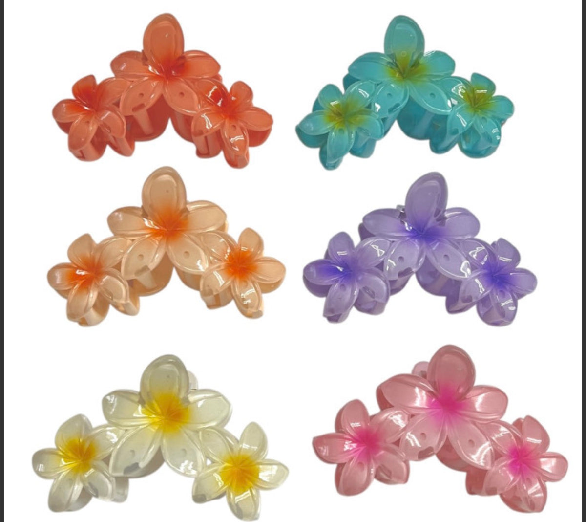 3 Flower Hair Clip Acrylic