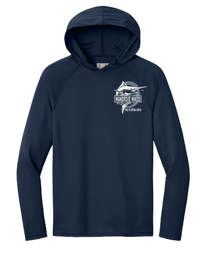 Adult Diner Fish Dri-Fit Hooded - Navy (L/S)