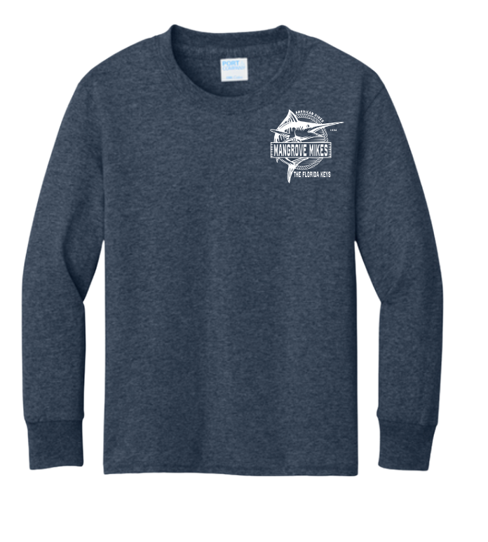 Youth Diner Fish Tee - Heather Navy (L/S)