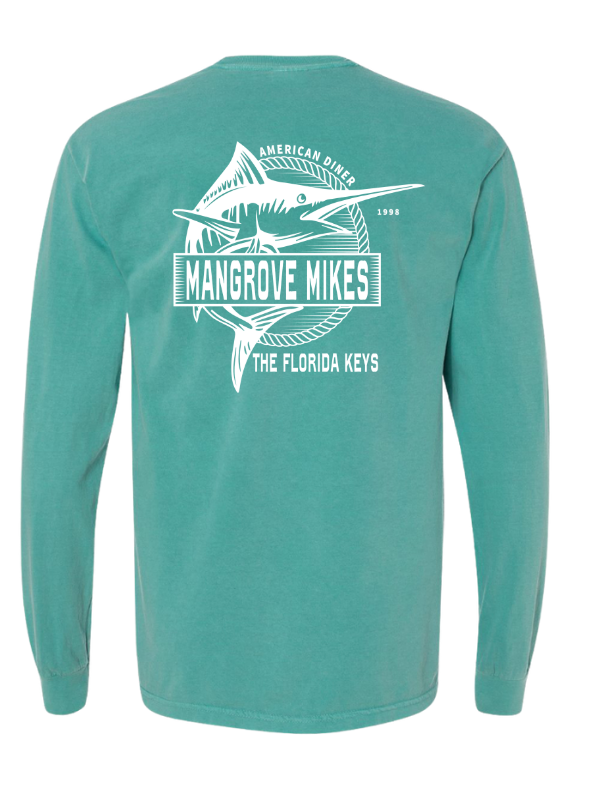 Adult Diner Fish Tee - Seafoam  (L/S)