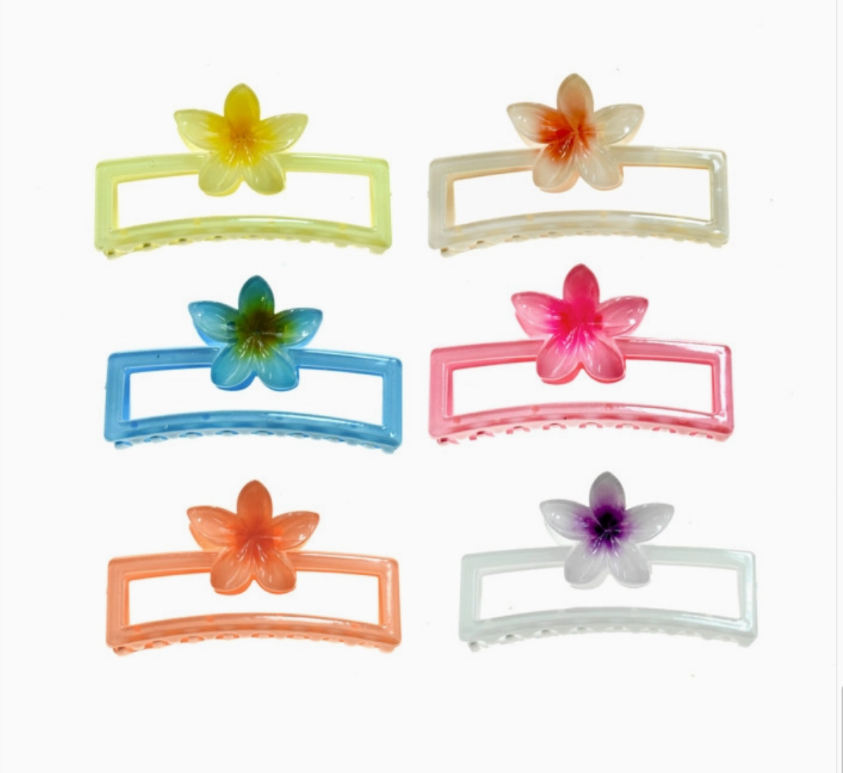 Acrylic Rectangular Plumeria Flower Hair Clip